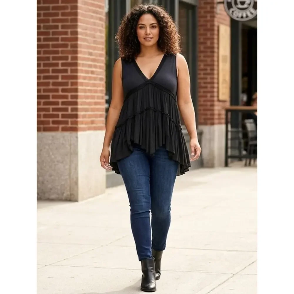 Free People Black Tunic Lightweight Top Women Size S/P